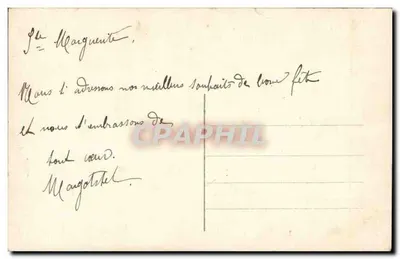 Mulher em vestido de renda e flores — 'Feliz Festa' — Editor Léon Gilot, n° 7380 — Verso