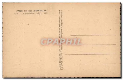 Pantheon — Paryż — wydawca André LECONTE, nr 152 — Rewers