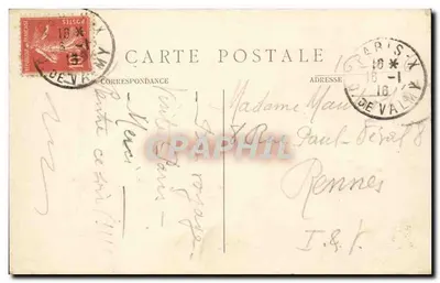 Paryż – Katedra Notre-Dame — widok fasady i dzwonnicy, wydawca M.J., nr 538 — Rewers