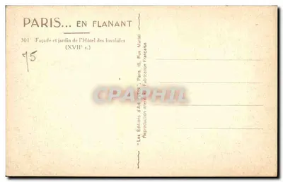 Hôtel des Invalides — Fronton i ogród — Wydawca JUON — Rewers