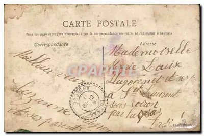 Bilhete postal antigo Fantasia Criança Um beijo — Verso