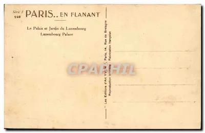 Palazzo e Giardino del Luxembourg — Parigi — Edizioni d'Arte Yvon — Verso