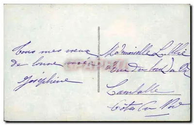 Wesołych Świąt — zimowy krajobraz w ramce — wydawca nieznany, nr 7019 — Rewers