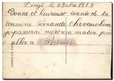 Mężczyzna na balkonie — 'Dobry rok' — MARQUE E.R. PARIS — Rewers