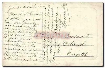 Jonge vrouw in jurk met mouwen met vouwen — met bloemstuk — A.H.B. n°238 — gedateerd 1 januari 1911 — Achterkant
