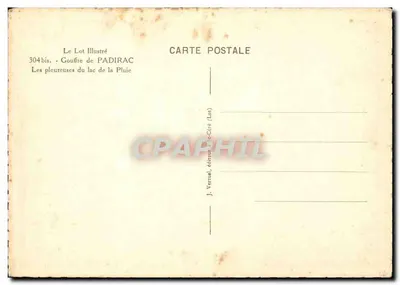 Gouffre de Padirac — Les pleureuses du lac — J. Vernet, wydawca (Lot-Céré) — Rewers