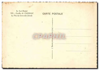 Gouffre de Padirac — Le Pas du Crocodile (Aval) — J. Veruuel, wydawca w Saint-Céré (Lot) — Rewers