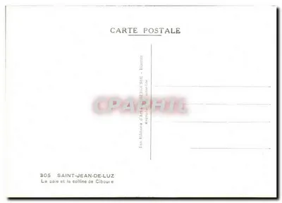 Saint-Jean-de-Luz — A baía e a colina de Ciboure — Edições d'Art Bérousse, Biarritz — Verso