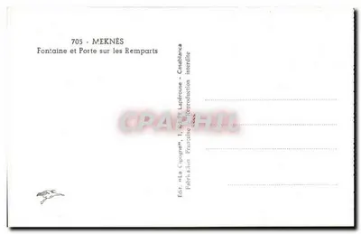 Meknès — Fontanna i brama na murach — Wyd. La Cigogne, I. Réatt Lapérause — Rewers