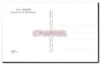 Avenida da República — Meknès — Ed. « A Garça » — Verso