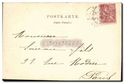 Mulher em traje tradicional — cartão postal datado de novembro de 1902 — editor desconhecido — Verso