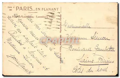 Palais du Luxembourg — Parijs — Uitgever Yvov, serie 80 — Achterkant