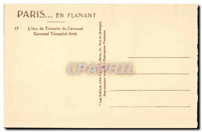 Paryż — Arc de Triomphe du Carrousel — Les Éditions d'Art Yvon, Paryż — Rewers