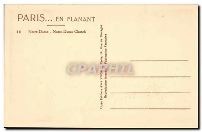 Notre-Dame w Paryżu — widok fasady — Wydawnictwo A.-I. YVON — Rewers