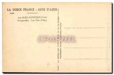 Les Pins d'Alep — Porquerolles — Ediciones de Arte Yvon, París — Reverso