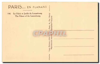 Palácio e Jardim do Luxembourg — Paris — Éditions d'Art Yvon — Verso