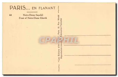 Notre-Dame de Paris — fasada — Les Éditions d'Art VON, Paryż — Rewers