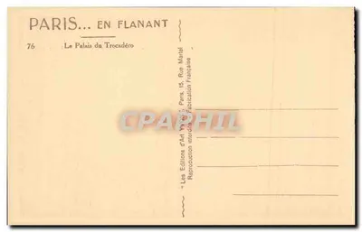 O Palácio do Trocadéro — Paris — Edições d'Art Yvon — Verso