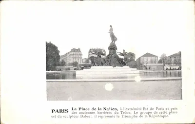 Paris - Praça da Nação — Triunfo da República, escultura de Dalou — editor desconhecido