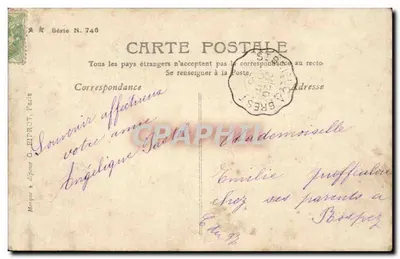 Mulher e criança em um jardim — Stebbing Paris — Série N. 746 — Verso