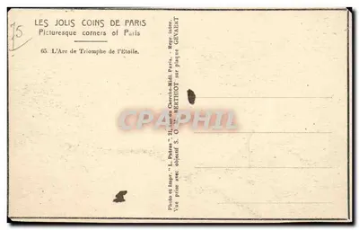 Arc de Triomphe — Paryż — wydawca L. Patras, nr 65 — Rewers