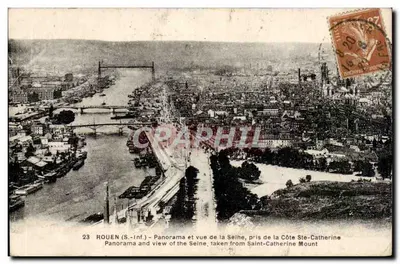 ROUEN (S.-Inf.) - Panorama e vista do rio Sena, tirado da Côte Ste-Catherine — editor não identificado, n° 23