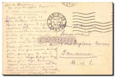 Paryż - Panorama ośmiu mostów — wydawca nieznany, nr 43 — Rewers