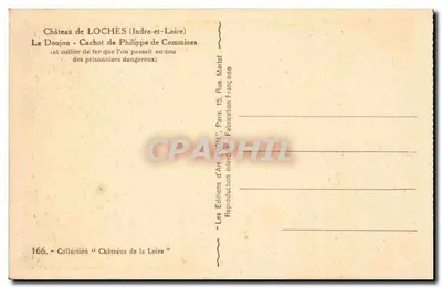 Castelo de Loches — Cachot de Philippe de Commines — Editor Yvon, n°166 — Verso