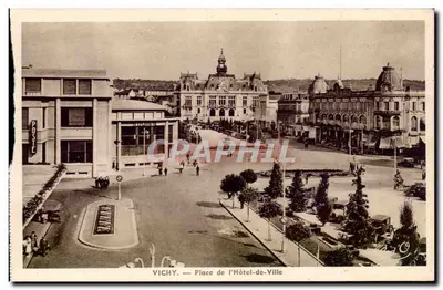 Vichy — Praça do Hotel de Ville — Gauttefangeas, editora Olliergues (P.-de-D.)