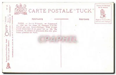 Paryż - Arc de Triomphe — Kolekcja 'Miasta Francji' — Tuck — Rewers