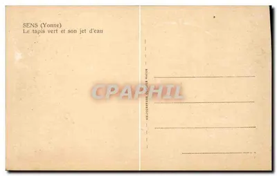 Sens (Yonne) — Tapis vert i jego fontanna — Héliogravure Chezier Macon — Rewers