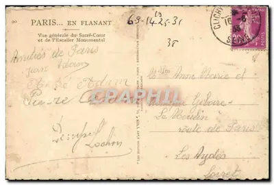 Paris — Sacré-Cœur e a Escada Monumental — Les Éditions d'Art Yvon, Paris — Verso
