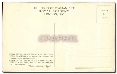 Panna Maria z Dzieciątkiem — Piero della Francesca — Wystawa Akademii Królewskiej, Londyn, 1930 — Rewers