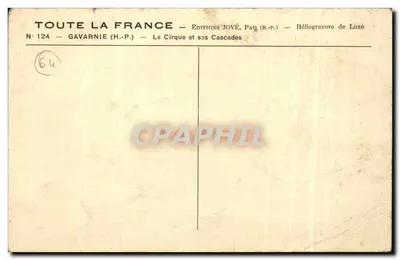 Gavarnie — Le Cirque et ses Cascades — Éditions Jové, Pau (B.P.) — Verso