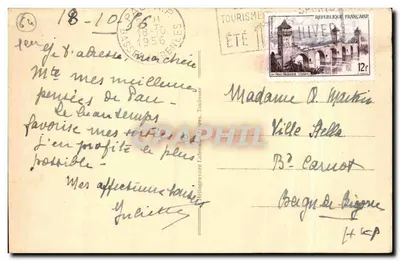 Pau - Place Royale - Hotel de France — estátua e quiosque — editor Walcker, n° 35N — Verso