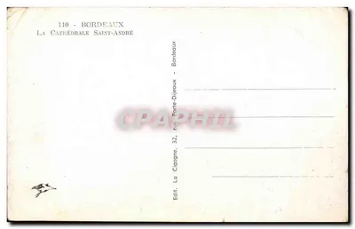 Bordeaux — De Sint-Andrieskerk — Uitgever La Cigogne, 32, rue Porte-Dijeaux — Achterkant