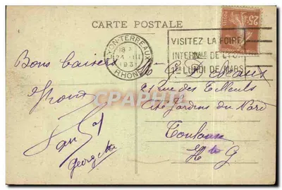Bilhete postal antigo Casa de Retiros Fechada La Rivette Orangerie Dragon — Verso