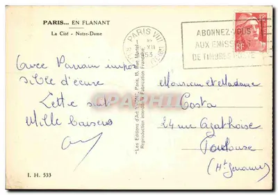 Paryż — Widok Seiny i Notre-Dame — Wydawnictwo Sztuki WON, I.H. 533 — Rewers