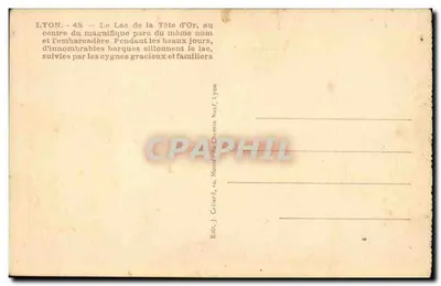 Lago della Tête d'Or — Lione — Edizione J. Ceillard, 10, Mont-du-Chemin Neuf — Verso