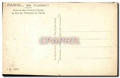Avenue des Champs-Élysées — Arc de Triomphe de l'Étoile — Éditions d'Art — Rewers