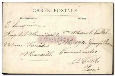 Ręczna karta pocztowa — List do M. Marcela Collota — datowany na 4 lipca 1916 — Rewers