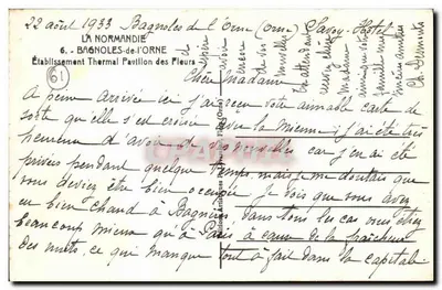 Bagnolles-de-l'Orne — Pabellón de las Flores — T. Perassateur — Reverso