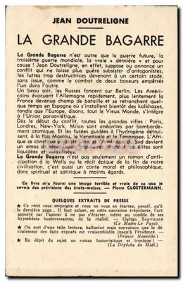 Feuillet format kartki pocztowej z dawnej epoki Jean Doutreligne La grande bagarre Flammarion roman — Rewers