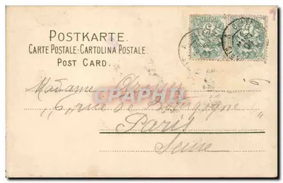 Bukiet fiołków — Meissner & Buch, Leipzig, seria 1210 — 'Fiołki' — wydawca i numer serii czytelne — Rewers
