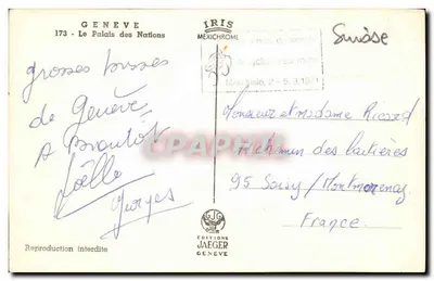 O Palácio das Nações — Genebra — Éditions Jaeger — Verso