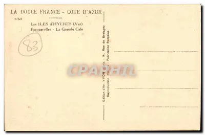 Wyspy Hyères (Var) — Porquerolles — Grande Cale — Wydawnictwo Art YVON, Paryż — Rewers