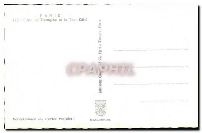 Paryż — Arc de Triomphe i Wieża Eiffla — Wydawnictwo Mexichrome, n° 170 — Rewers