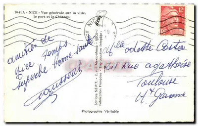 Nice — Ogólny widok miasta, portu i zamku — Éditions S.E.P.T. - Fabrykacja autentyczna — Rewers