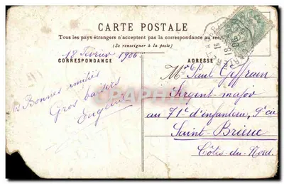 Ave en rama de flores rosas — Recuerdo Afectuoso — Eugène — Reverso