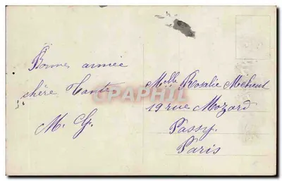 Młoda kobieta w futrze i piórach — Szczęśliwego Nowego Roku — A-N Paryż, nr 1002 — Rewers